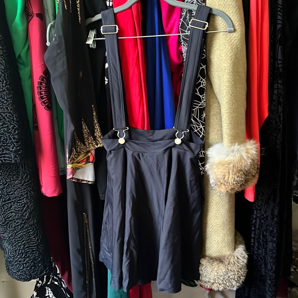 Blackmilk Black Suspender Skater Skirt with Pockets